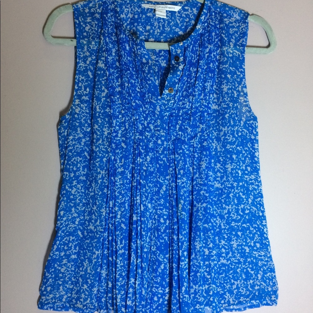 Diane Von Furstenberg Blue and White Blouse